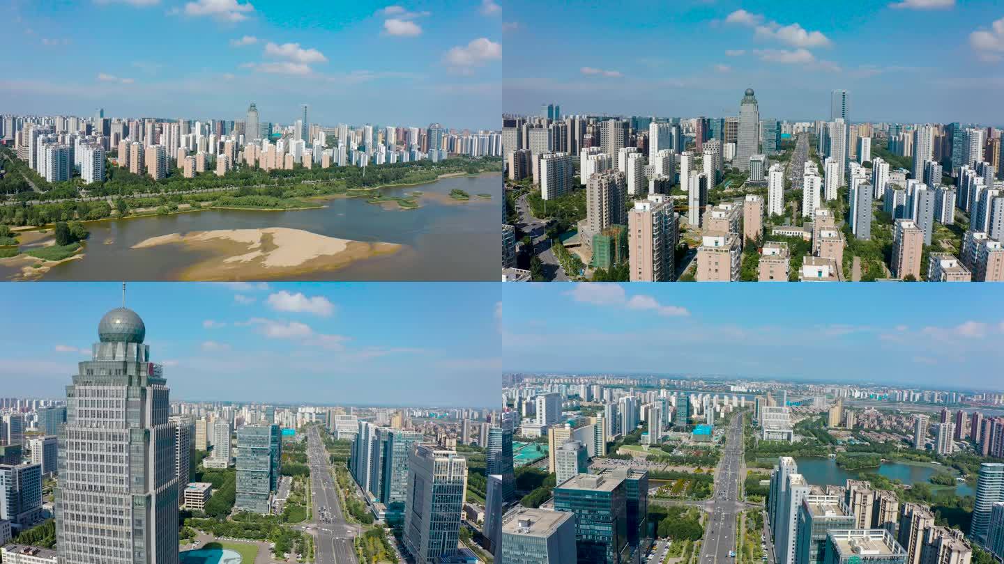 4K航拍临沂市祊河北城新区城市风景视频