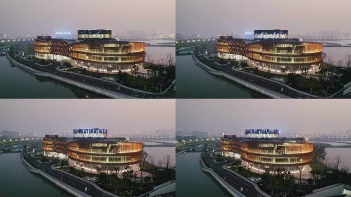 上海之鱼风景区与奉贤区博物馆夜景建筑灯光