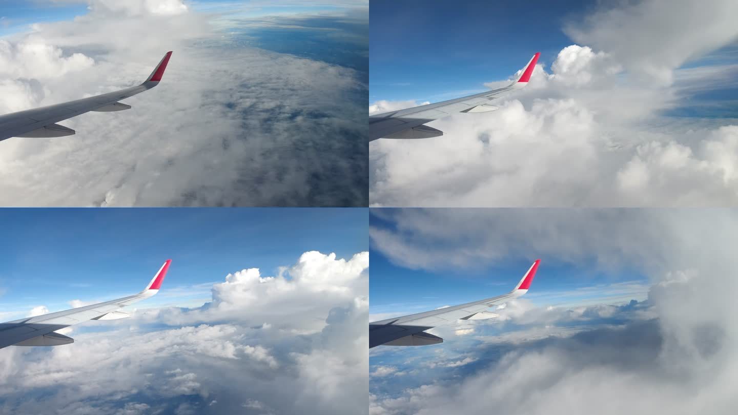 超高清飞机机翼天空飞行延时摄影