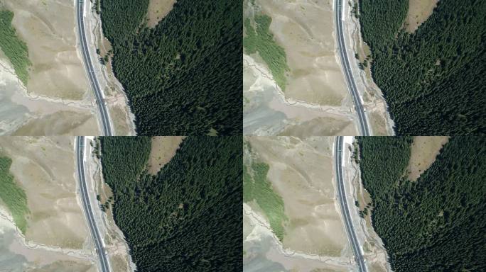 高角度俯拍独库公路旅行风景新疆航拍
