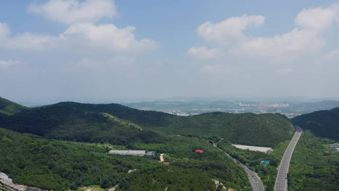 航拍高速山区厂房厂区农村隧道