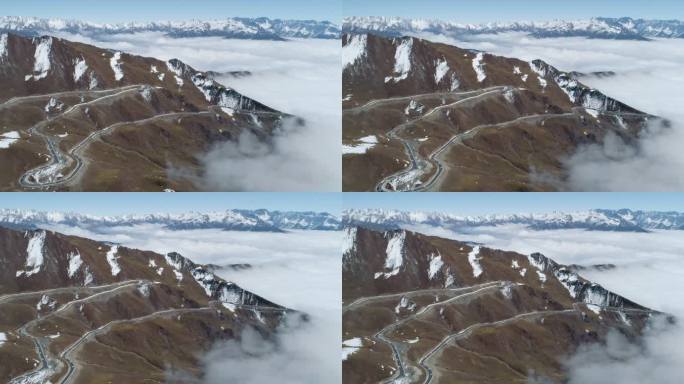 夹金山航拍风景盘山公路