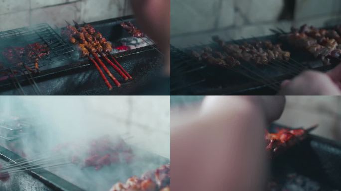 烤羊肉串 烤肉串 4k