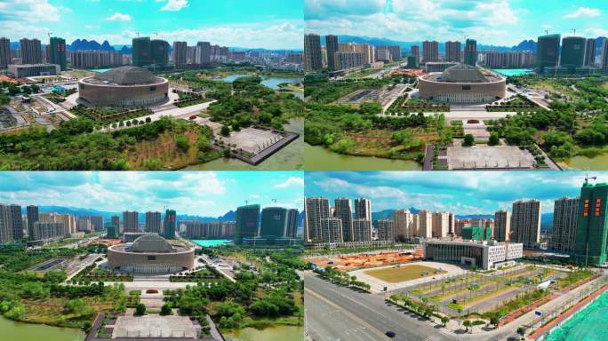 广西贺州文化中心及周边建筑航拍2022新