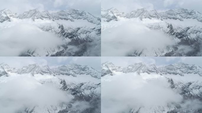 航拍雪山云雾风景