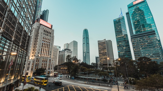 超高清香港中环CBD日转夜延时摄影