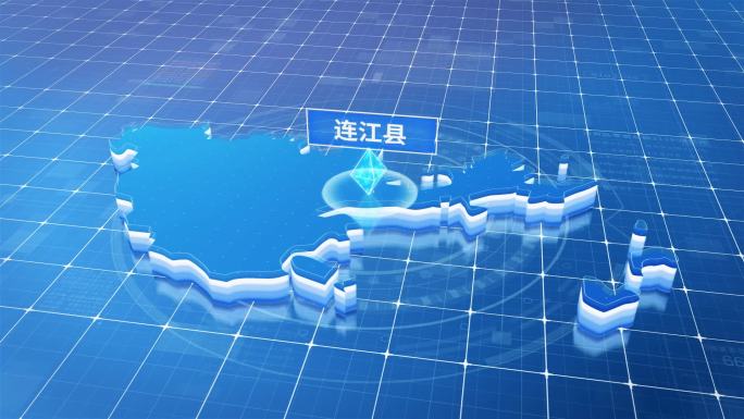 连江县蓝色科技感定位地图