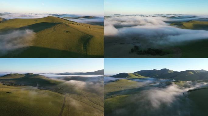 乌兰布统草原的晨雾