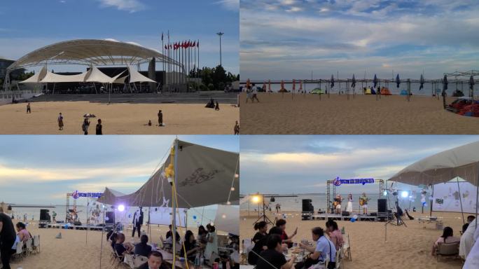 潍坊滨海欢乐海沙滩海滩露营天幕团结活动