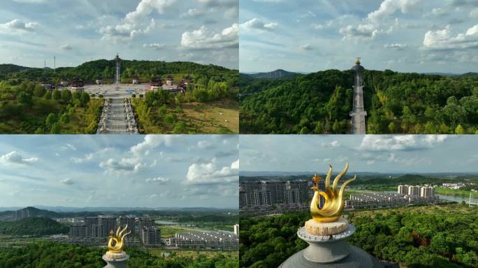 航拍4K 宜春禅都文化博览园 城市地标