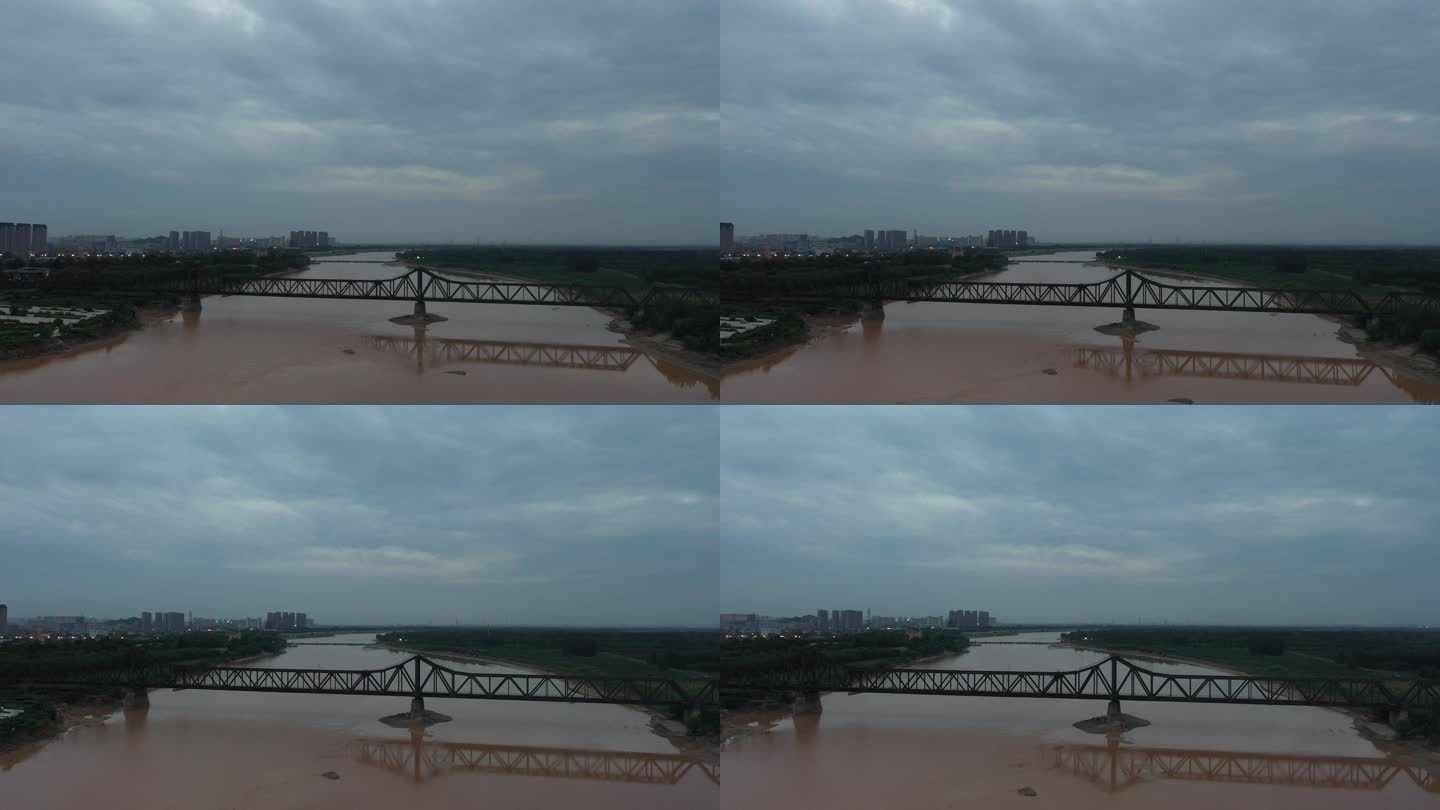 山东济南：秋高气爽，百年黄河铁路大桥景美