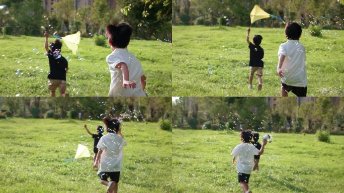 地产自然孩子童年自由奔跑风筝亲子幸福生活