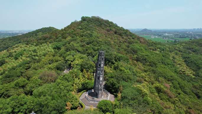 航拍山顶高塔著名旅游景点天马山风景区