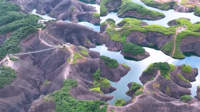 高清竖屏航拍湖南郴州刀背山丹霞地貌