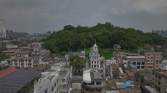 中山石岐步行街城市风景航拍5.1k