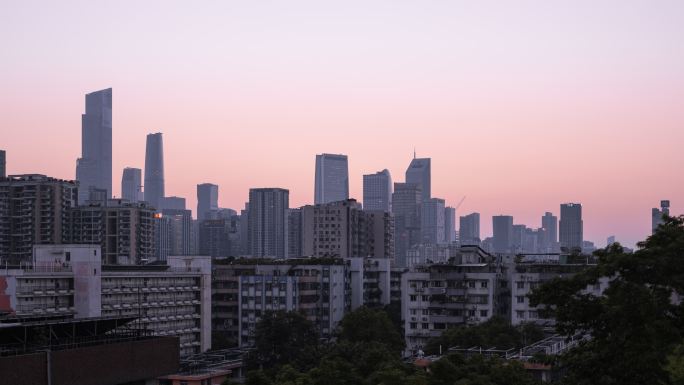 超高清日转夜延时摄影广州天河城市天际线