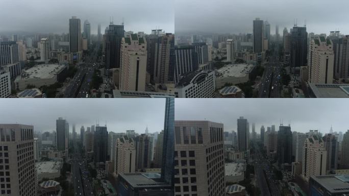 青岛 香港路1 航拍 大楼 车流