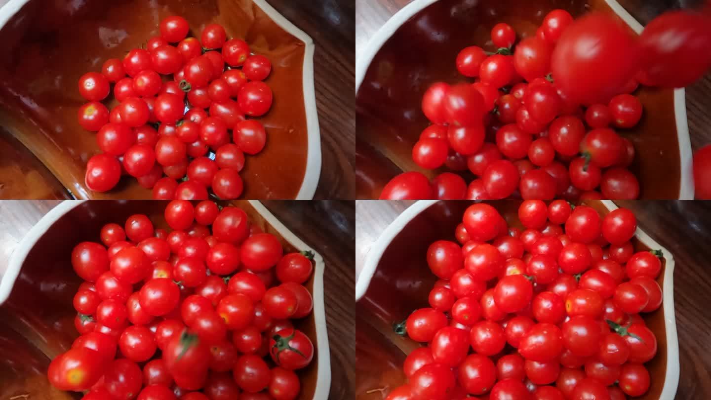 番茄掉落在碗里高速慢动作