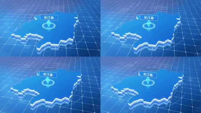 长汀县蓝色科技感定位地图