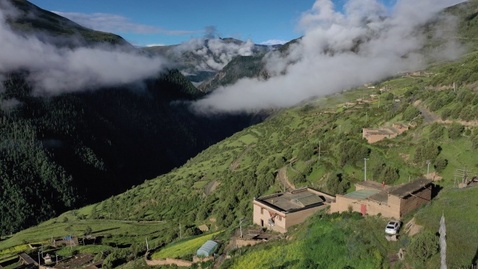 西藏那曲 牧区村庄  4K航拍