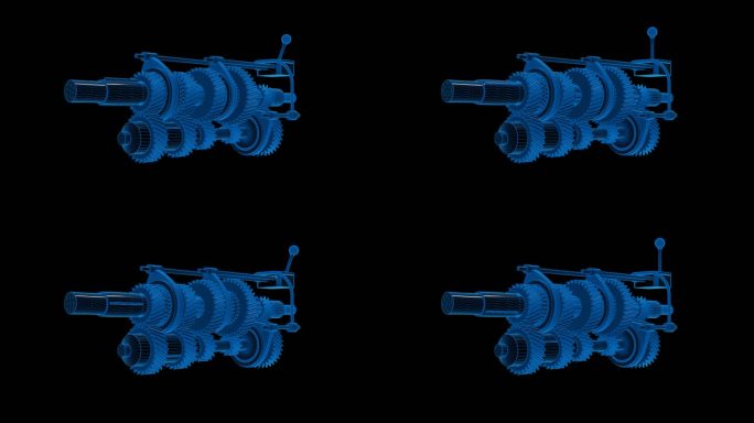 蓝色科技线条汽车变速器齿轮动画通道素材