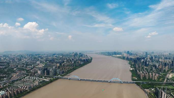 杭州钱塘江大景复兴大桥