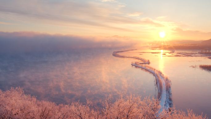 美丽中国 旭日 雾凇 中国美景