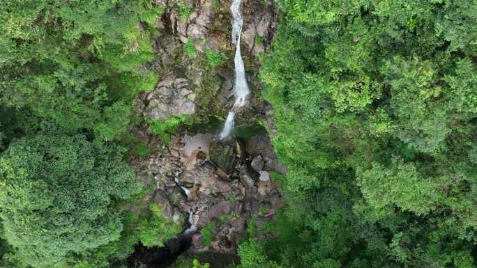 夏天桂林深山密林中的瀑布