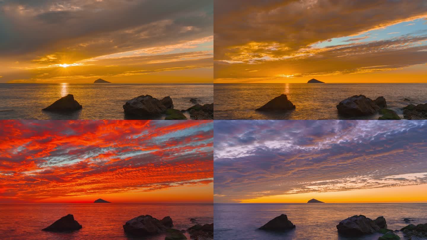 8k 大海 天空 海面 自然 晚霞 延时