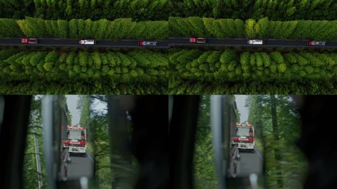 消防车森林里行驶