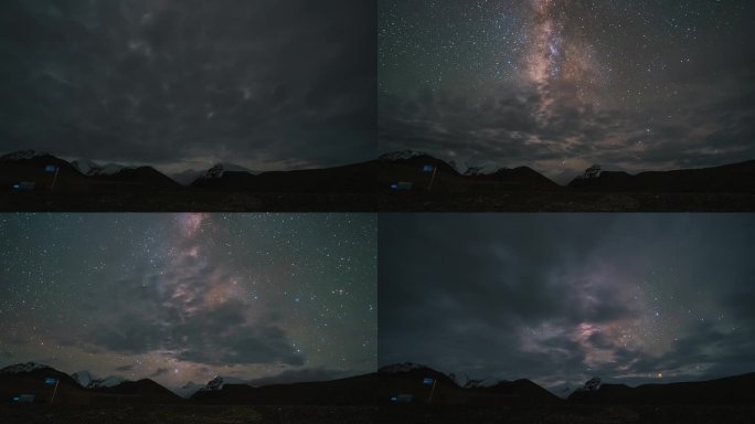 曲登尼玛冰川雪山银河视频素材