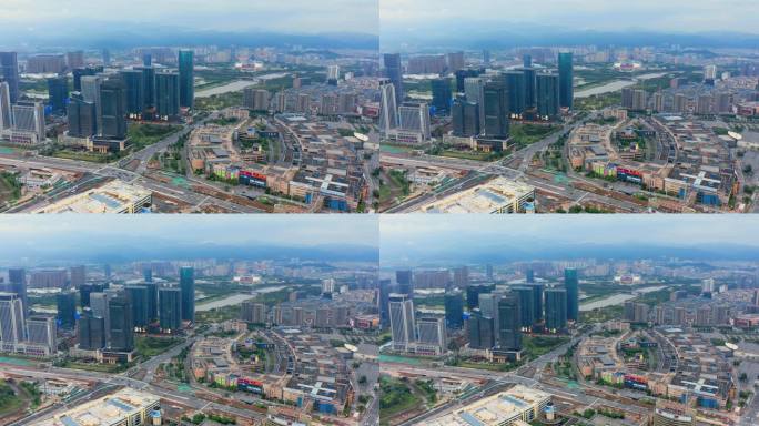 义乌城市地标金融商务区国际商贸城航拍