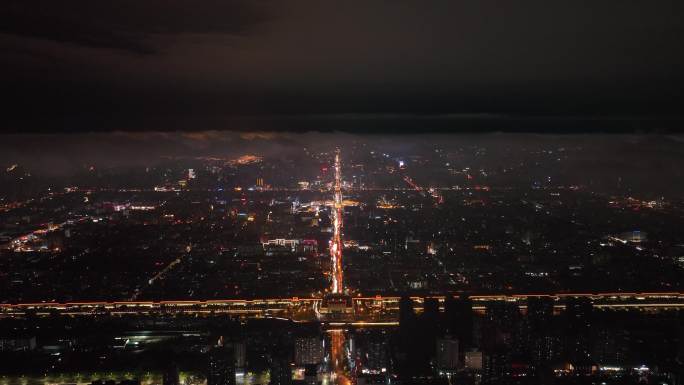 西安龙首原夜景西安交通雨后交通都市繁华