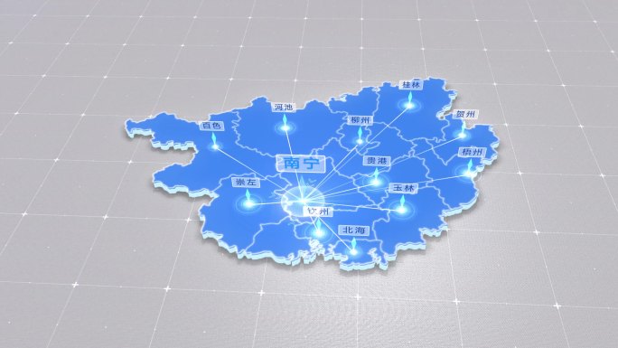 广西地图辐射简洁蓝色