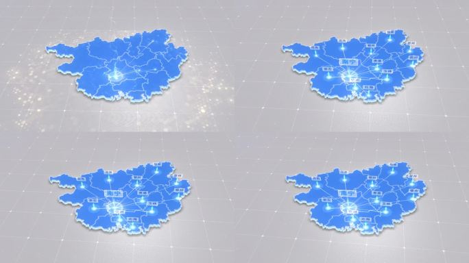 广西地图辐射简洁蓝色
