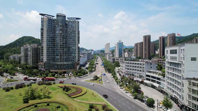 杭州建德城区道路航拍