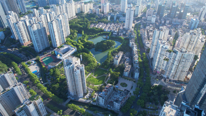 4K 航拍 温州文明城市公园景观绿化