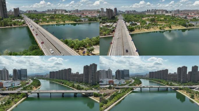 航拍4K 宜春宜阳大桥 城市地标 桥梁