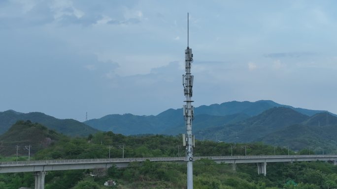 航拍数字信号塔5G4G移动联通铁通高铁