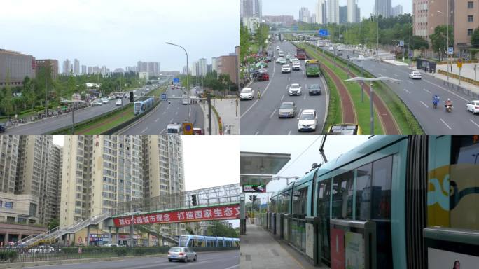 4k 成都 城市轨道交通有轨电车素材