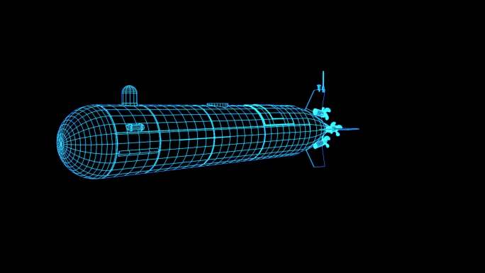 蓝色全息投影科技鱼雷素材带通道