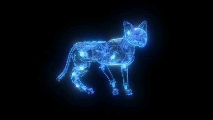发光全息机械猫透明通道素材