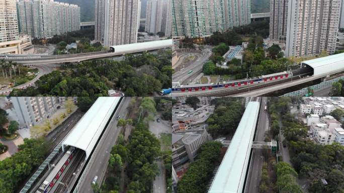 航拍香港铁路运作跟拍火车