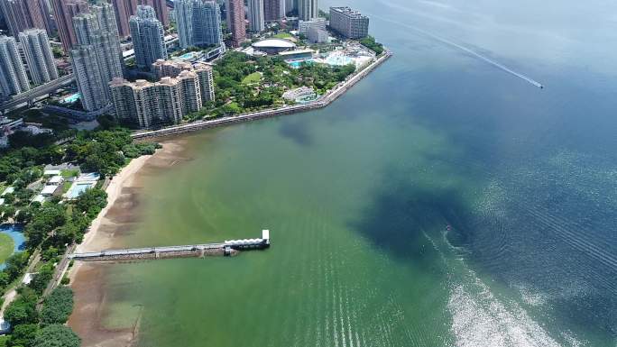 航拍香港沙田马鞍山海边城市景色