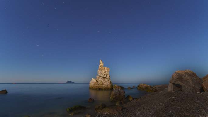 大海 自然 夜晚 星空 延时