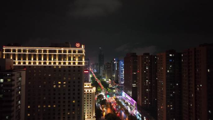 西安龙首原夜景西安交通雨后交通都市繁华