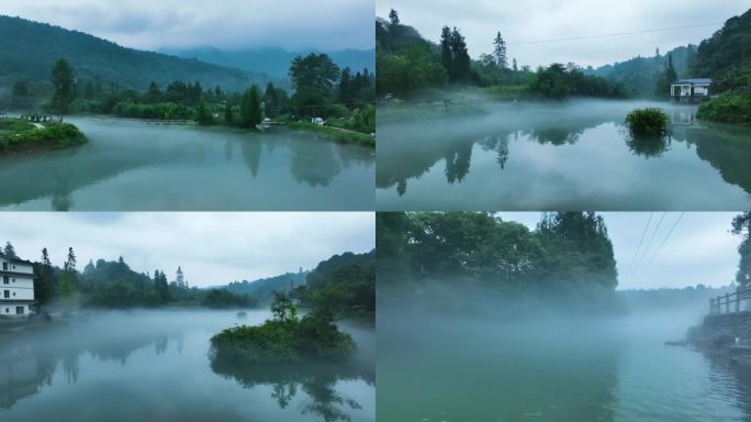 清晨湖面雾气