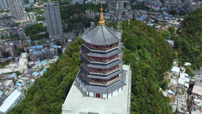 4K航拍 东山寺庙宇遗址 贵阳山体公园