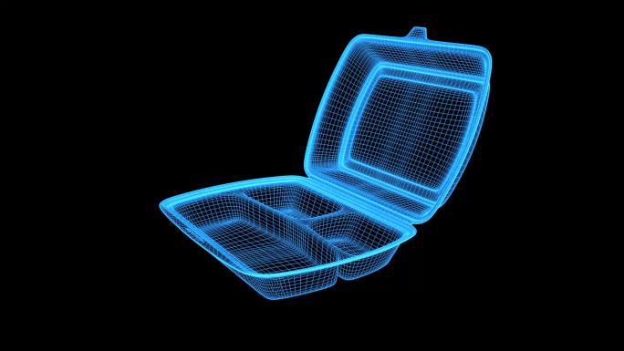 蓝色全息线框科技饭盒包装素材带通道