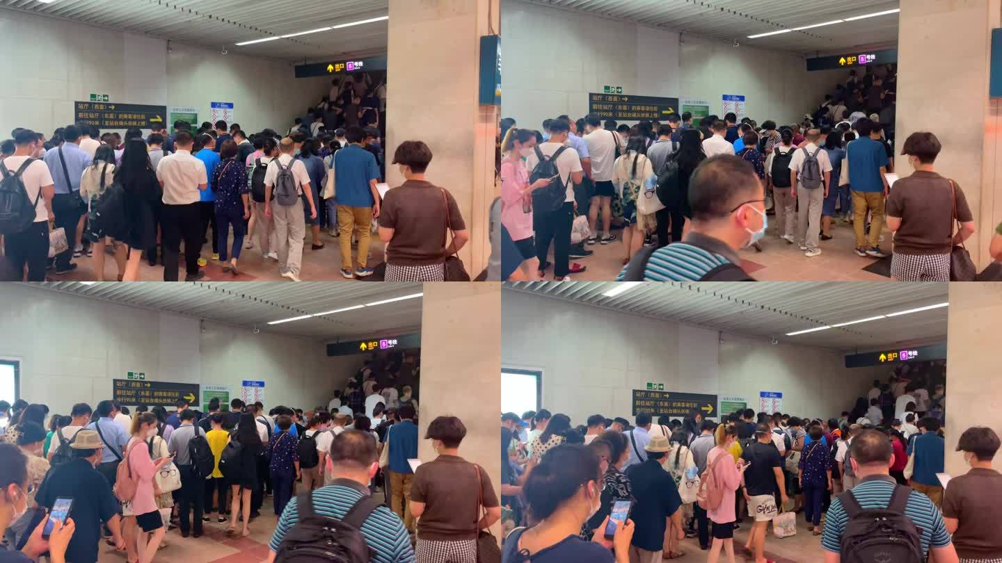 上海地铁站高峰期人流人群4K实拍